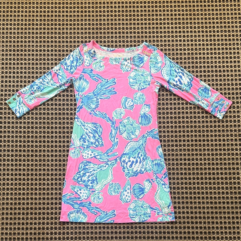 Lilly Pulitzer Pink and Blue Shift Dress Size Medium